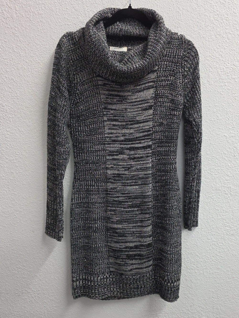 Dressbarn Black White Marled Cowl Neck Sweater Dress Size L